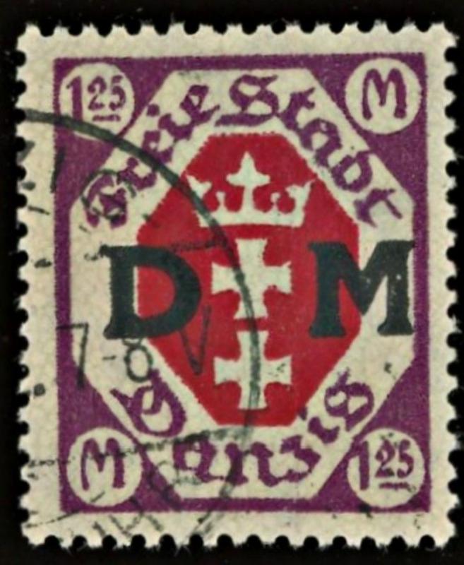 Danzig Mi #17 ~ Sc #O16 Used 1.25m Official DM Surcharge CV €100