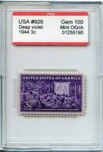 US SCOTT #926, Mint-Gem-OG-NH Graded 100 PSE Encapsulated SMQ $185 (DFP 12/4/19)