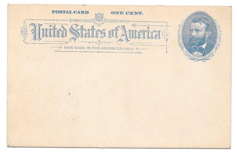 US Sc UX11 1c Grant Blue 1891 Postal Stationery Card Unused