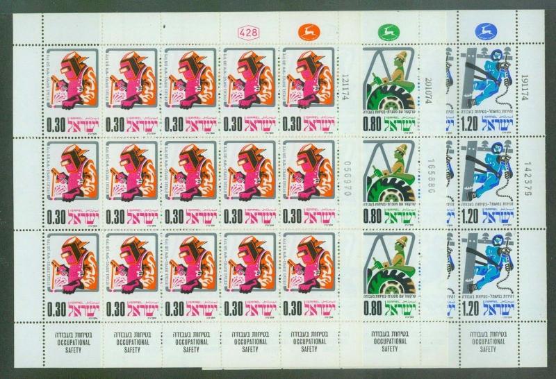 Israel, 555-557, MNH, Occupational Safety, 1975, Full Sheets