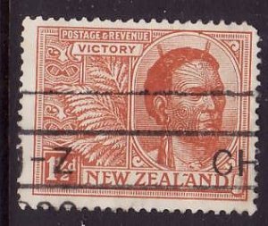 New Zealand-Sc#167-used 1&1/2p brown orange Maori Chief-1920