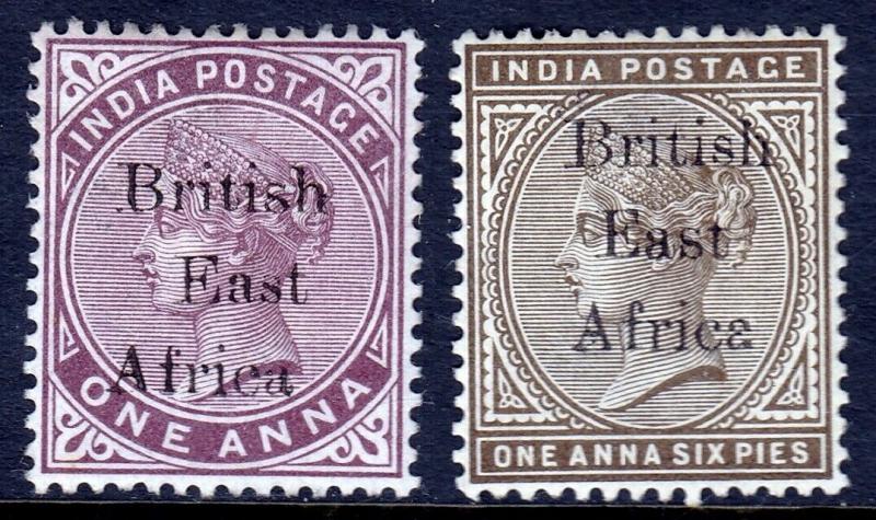 BR. EAST AFRICA — SCOTT 55,56 (SG 50,51) — 1895 QV OVPTS  — MH — SCV $13.25