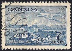 Canada #313 7 cent Stagecoach & Plane used EGRADED VF-XF 85