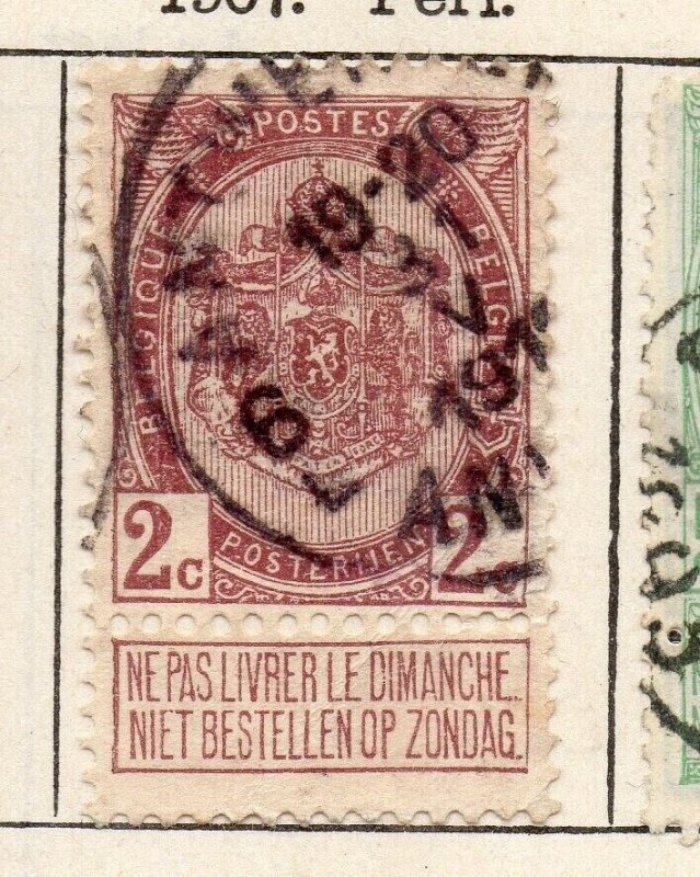 Belgium 1907 Early Issue Fine Used 2c. NW-256001
