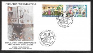 UN Vienna 174-175 Population and Development WFUNA Cachet FDC First Day Cover