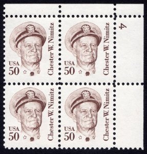 Scott #1869 Chester W. Nimitz Plate Block of 4 Stamps - MNH P#4