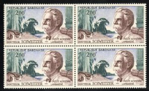 Gabon #C1 Cat$30, 1960 Dr. Schweitzer, block of four, never hinged