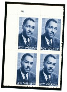 US  3501  Roy Wilkins 34c -Plate Block of 4 - MNH - 2001 - P33  UL