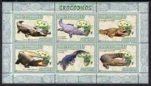 Mozambique 2007 Crocodiles perf sheetlet containing 6 val...