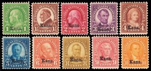 United States Scott 658-664, 666-668 (1929) Mint H OG F-VF, CV $191.25 C