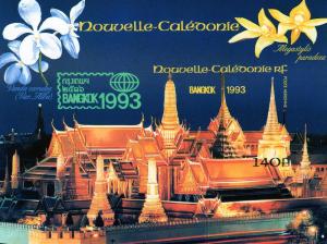 New Caledonia 1993 Sc#C251 Bangkok '93/Palace/Orchids Deluxe Souvenir Sheet MNH