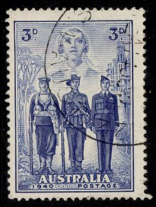 AUSTRALIA GVI SG198, 3d blue, FINE USED. Cat £11.