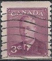 Canada 299 (used) 3c George VI, coil, rose violet (1950)