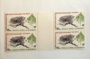 FRENCH SOUTHERN & ANTARCTIC TERRITORIES Sc C59 NH GUTTER BLOCK OF 1980 - TREE