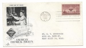 US 1002 (Me-4) 3c American Chemical Society on FDC Artcraft Cachet ECV $7.50