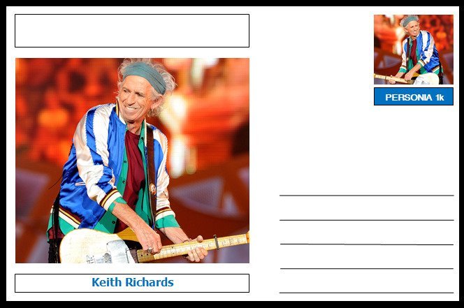 Personalities - souvenir postcard (glossy 6x4 card) - Keith Richards 