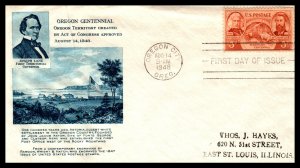 US 964 Oregon Territory Fulton Typed FDC