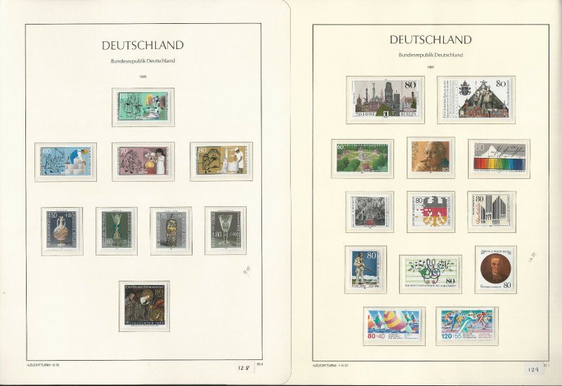 Germany Stamp Collection on 24 Hingless Lighthouse Pages, 1985-1990, JFZ