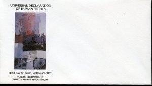 UNITED NATIONS WFUNA  1992 HUMAN RIGHTS ENVELOPE UNUSED CACHET BY RAUSCHENBERG