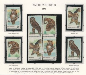 Scott 1760 - 1763 - American Owls On White Ace Page  #02 1760s8