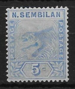 MALAYA NEGRI SEMBILAN SG4 1894 5c BLUE MTD MINT 