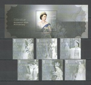 O0007 Gibraltar Royal Queen Elizabeth Ii Bl126 #1774-9 Michel 27 Eu Set+Bl Mnh