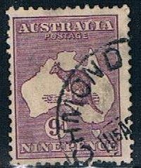 Australia 122, 9p Kangaroo and map, single, used, F-VF