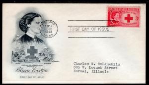 US 967 Clara Barton Artmaster Typed FDC