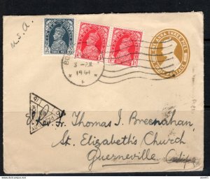 India 1941 Uprated Censored PS Cover to USA WWII Used 17261