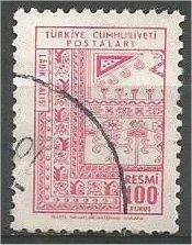 TURKEY, 1966, used 100k, OFFICIAL Scott O103
