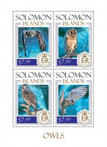 SOLOMON ISLANDS 2014 SHEET OWLS BIRDS slm14105a