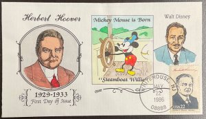 2219c Collins Hand Painted cachet Herbert Hoover, Ameripex  ‘86 FDC