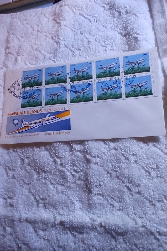 MARSHALL ISLANDS.1989.BOOKLETS.LOT OF 2 AIRMAIL DEFINITIVES FDC'S