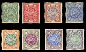 Antigua #31-38 Cat$199.75, 1908-10 Seal of the Colony, set of eight, hinged, ...