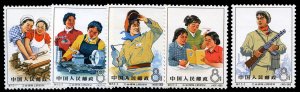 China PRC #886-890, 1965 Women Workers, set of five, hinged