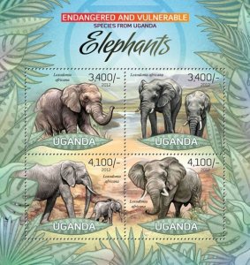 UGANDA - 2012 - Elephants #1 - Perf 4v Sheet - Mint Never Hinged