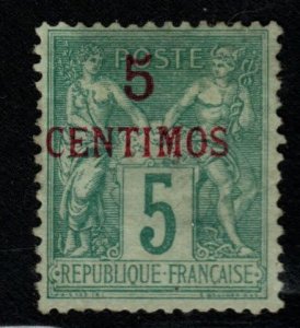 French Morocco Scott 1 MH* stamp nicely centered but has a hinge thin