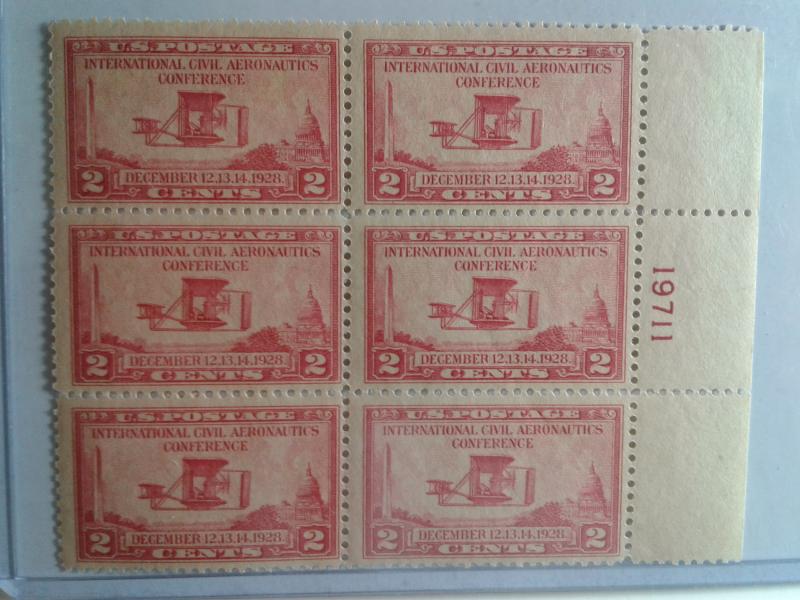 SCOTT # 649  STUNNING PLATE BLOCK OF 6  GEM VERY DESIRABLE !! 1928