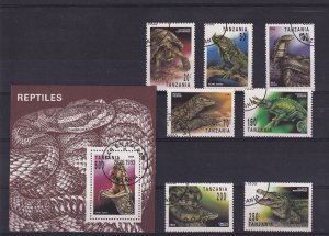 SA19c Tanzania 1993 Reptiles minisheet + stamps used