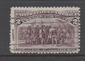 SC#231   2c Columbian Broken hat variety uf perf12  1893