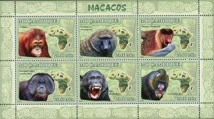 Apes Stamp Borneo Proboscis Cercopithecidae Cebidae S/S MNH #3056-3061