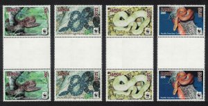 Samoa WWF Pacific Tree Boa Snake 4v White Frame Gutter Pairs 2015 MNH