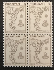 Faroe Islands 1975 #7 Block of 4, MNH