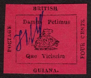 1856, British Guiana, Magenta 4c, MNG, Sc 14, FAKE