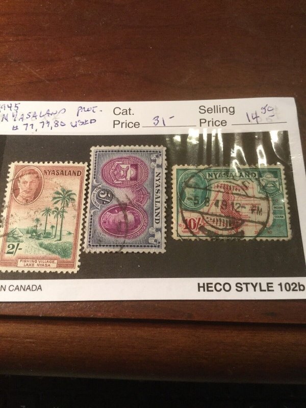 Nyasaland Protectorate Scott #77,79 & 80 Used High Values Catalog $31Low Price!