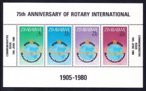 Zimbabwe 430a (429-32) MNH 1980 Rotary International Anniversary Souvenir Sheet