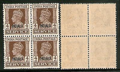 India PATIALA KGVI 4As SERVICE SG O80 / Sc O72  MNH