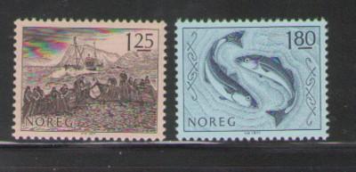 Norway Sc 702-3 1977 fish & fishermen stamps mint  NH