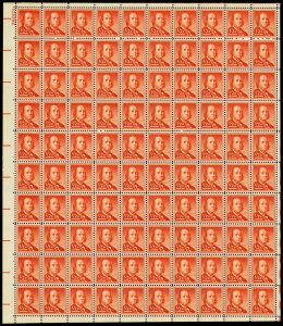 1030, Mint Sheet of 100 1/2 Cent Ben Franklin Stamps * Stuart Katz