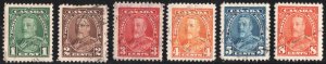 Canada SC#217-222 1¢-8¢ King George V Single (1935) Used